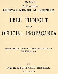 Cover of Free Thought and Official Propaganda — A Reader’s Guide